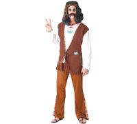 Fancy Dress Adult Hippie Flower Fiestas Guirca Brown XL