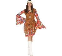 Fiestas Guirca Fancy Dress Adult Hippie in Brown | Size: Small Fiestas Guirca Brown S