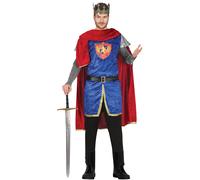 FIESTAS GUIRCA Medieval King Mens Fancy Dress Costume - Red & Blue Knight Outfit with Warrior King Cape - Historical Fancy Dress Men Size S 36-38
