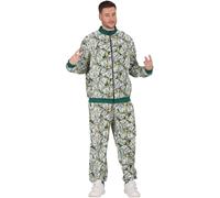 FIESTAS GUIRCA 90s Hot Shot Dollar Bills Tracksuit Mens Fancy Dress Costume - 80s Hip Hop Shell Suit Fancy Dress Men Size L 42-44