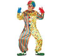 FIESTAS GUIRCA Clown Mens Fancy Dress Costume - Rainbow Clown Jumpsuit Fancy Dress Men Size S 36-38