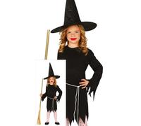 Fiestas Guirca Fancy Dress Child Classic Witch in Black | Size: 8-9 Years Fiestas Guirca Black 8-9 Years