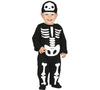 FIESTAS GUIRCA Baby Skeleton Fancy Dress Costume Costume Toddler - Halloween Outfit for Baby - Jumpsuit and Hat - Cute Fancy Dress (6-12 Months)