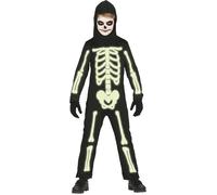 Childs Halloween Glow in the Dark Skeleton Fancy Dress Costume Kids Outfit fg