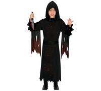 FIESTAS GUIRCA Hooded Assassin Fancy Dress for Boys - Black Killer Robe Kids Costume - Boys Halloween Costumes 7-9 years