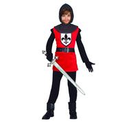 FIESTAS GUIRCA Medieval Knight Fancy Dress Costume for Boys - Red Medieval Warrior Attire for Children 7-9 Years