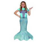 FIESTAS GUIRCA Shiny Mermaid Fancy Dress Costume Girls - Light Blue, Purple and Silver Dress with Mermaid Tail for Children 7-9 Years