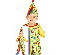 FIESTAS GUIRCA | Baby Clown Fancy Dress Costume (18-24 Months) - Includes Hat and Jumpsuit - Circus Costumes for Halloween and Children's Parties - Ideal for Unisex Babies - Multicoloured