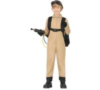 FIESTAS GUIRCA | Phantom Hunter Fancy Dress Costume Children (7-9 Years) - Backpack and Jumpsuit for Ghost Hunter - Halloween and Carnival Costumes - Ideal for Boys and Girls - Beige and Black