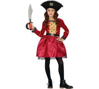 FIESTAS GUIRCA | Pirate Fancy Dress Costume Children (3-4 Years) - Hat and Dress - Corsair and Buccaneer Costumes for Halloween, Carnival and Fancy Dress Parties - Ideal for Girls - Burgundy