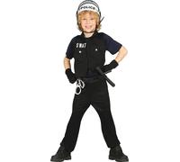 Fiestas Guirca Fancy Dress Child S.W.A.T. Costume in Black | Size: 8-9 Years Fiestas Guirca Black 8-9 Years