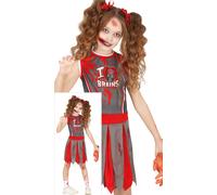 Fiestas Guirca Fancy Dress Child Zombie Cheerleader Costume in Red | Size: 8-9 Years Fiestas Guirca Red 8-9 Years