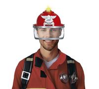 FIESTAS GUIRCA | Firefighter Helmet with Siren and Light (One Size) - Firefighter Fancy Dress Accessory for Halloween, Carnival and Costume Parties - Ideal for Unisex Adults - Red