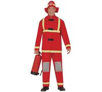 FIESTAS GUIRCA Firefighter Mens Fancy Dress Costume - Fireman Uniform with Hat - Fancy Dress Men Size XXL 46-48