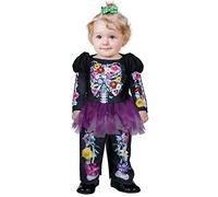 FIESTAS GUIRCA Flower Skeleton Girl Baby Fancy Dress - Baby Girl Halloween Kids Costume Age 12-18 Months