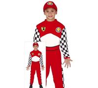FIESTAS GUIRCA | Formula Driver Fancy Dress Costume Children (5-6 years) - Jumpsuit, Belt and Cap - Racing and Sports Costumes for Halloween and Fancy Dress Parties - Ideal for Kids - Red and White