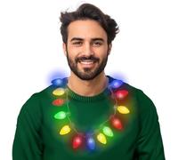 FIESTAS GUIRCA | Garland Necklace with 13 Multicolour LED Lights - Party Decoration for Celebrations and Events - Ideal for Christmas and Parties - Fancy Dress Accessory for Children and Adults