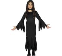 FIESTAS GUIRCA Girls Gothic Lady Halloween Fancy Dress Costume Long Black Dress for Girls 7-9 Years