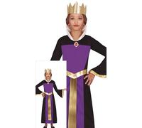 FIESTAS GUIRCA Wicked Queen Girls Fancy Dress Costume - Including Queen Crown and Long Purple Queen Dress - Halloween Girls Costumes Age 5-6 Years