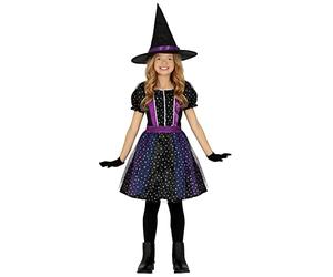 FIESTAS GUIRCA Glitter Star Witch Costume - Lilac Witch with Witch Hat - Girls Halloween Costume
