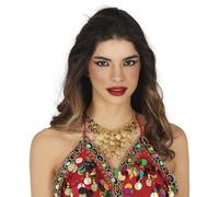 FIESTAS GUIRCA | Gold Medals Necklace - Jewellery for Desert Princess, Gypsy and Fortune Teller Fancy Dress - Ideal Accessory for Parties and Celebrations - Adult Women - Gold