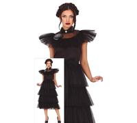 FIESTAS GUIRCA Gothic Family Girl Night Queen Halloween Costume Adult Women - Elegant Black Dress Costume - Adults Fancy Dress Costumes Women Size L 14-16