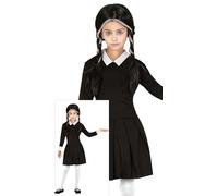 Childs Halloween Horror Schoolgirl Fancy Dress Costume Girls Wednesday Outfit fg