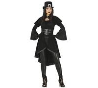 FIESTAS GUIRCA Gothic Lady - Elegant Black Dress Fancy Dress Costume Adult Woman Size M 10-12