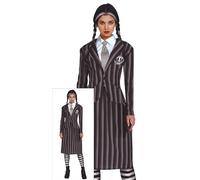 FIESTAS GUIRCA Gothic Family Girl School Uniform Halloween Costume Adult Women - Adults Fancy Dress Costumes Women Size M 10-12