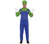 FIESTAS GUIRCA Green Plumber Hero Fancy Dress Costume - Green Cap and Super Mechanic Jumpsuit for Men Size M