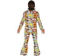 FIESTAS GUIRCA Groovy Disco Mens Fancy Dress Costume - 70s Mens Outfit - 60s Hippie Flared Trousers Suit Fancy Dress Men Size S 36-38
