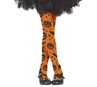 FIESTAS GUIRCA | Halloween Tights Children (7-12 Years) - Stockings and Socks for Girls' Costumes - Pumpkins and Bats - Ideal for Halloween Parties and Celebrations - Orange and Black