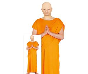 FIESTAS GUIRCA Hare Krishna Mens Fancy Dress Costume - Shaolin Orange Tunic - Buddhist Monk Fancy Dress Men Size M 38-40