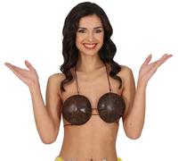 FIESTAS GUIRCA | Hawaiian Coconut Bra - Summer and Graduation Party Top - Fancy Dress Accessory for Hawaiian Themed Parties and Summer Celebrations (Adult Women) - Brown