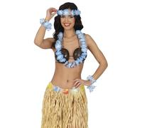 FIESTAS GUIRCA | Hawaiian Set 4 Pieces Blue - Accessories Set for Summer Parties and Graduation - Ideal for Hawaiian and Themed Celebrations - Adult Women - Blue