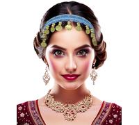 FIESTAS GUIRCA | Headband of Light Blue Coins (One Size) - Costume Accessory for Princess, Zingara and Seer - Ideal for Carnival Parties and Celebrations - Adult Women - Light Blue