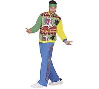 FIESTAS GUIRCA Hip-Hop Tracksuit Mens Fancy Dress Costume - 90s Jamaican Reggae Shell Suit - 80s Colourful Jogging Suit Fancy Dress Men Size L 42-44