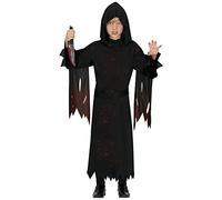 FIESTAS GUIRCA Hooded Assassin Costume for Boys Black Robe with Sash