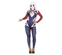 FIESTAS GUIRCA Hooded Heroine Fancy Dress Women - Red & Black Super Hero Jumpsuit with Hood - Fancy Dress Costumes for Women Size S 8-10
