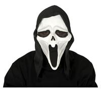 FIESTAS GUIRCA | Hooded Killer Mask Vinyl (One Size) - Fancy Dress Accessory for Halloween and Ghost Parties - Ideal for Unisex Adults - Black and White