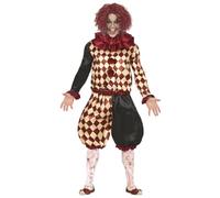 FIESTAS GUIRCA Horror Clown Adult Costume Man Burgundy Black 3-Piece Set