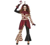 FIESTAS GUIRCA Horror Clown - Harlequin Outfit Shirt with Flare Pants Fancy Dress Costume Adult Woman Size M 10-12