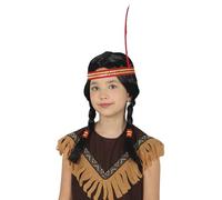 FIESTAS GUIRCA | Indian Ponytail Wig Children (One Size) - Unisex Fancy Dress Accessory for Indian Themed Parties and Carnival - Ideal for Boys and Girls - Black