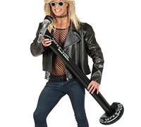 FIESTAS GUIRCA | Inflatable Microphone (45.3 in) - Accessory for Rock Parties and Musical Celebrations - Ideal for Singer and Rock Star Costumes - Suitable for All Users - Black