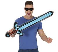FIESTAS GUIRCA | Inflatable Pixel Sword (90 cm) - Costume Accessory for Video Game Parties, Carnival, Cosplay, Gamer Theme Decorations - Kids Adults - Blue