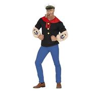 FIESTAS GUIRCA Iron Arms Sailor Fancy Dress Costume - Muscular Seaman Uniform with Sailor Hat for Men Size L