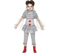 Fiestas Guirca Costume – Killer Clown – Scary Girl Costume, Red, 5-6 Years