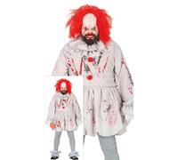 FIESTAS GUIRCA | Killer Clown Fancy Dress - Tunic, Collar and Boot Covers - Horror and Clown Costumes for Halloween, Carnival and Fancy Dress Parties - Ideal for Teens and Adults - Grey and Red