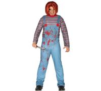 Mens Halloween Killer Doll Fancy Dress Costume Men's Chucky type Outfit New fg