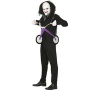 FIESTAS GUIRCA | Killer Tricycle Fancy Dress Adult - Jacket, Bow Tie, Trousers, Bib and Tricycle - Horror Costumes for Halloween, Carnival and Fancy Dress Parties - Men - Black